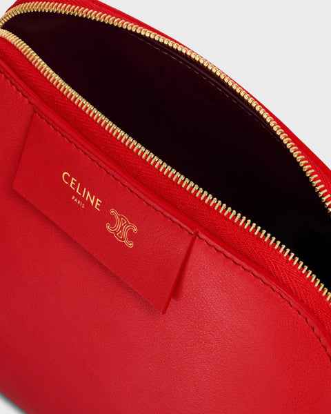Small Cosmetic Pouch in Smooth Calfskin – Ultra Red / Syrah