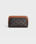 Small Cosmetic Pouch in Triomphe Canvas and Calfskin – Tan