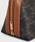 Small Cosmetic Pouch in Triomphe Canvas and Calfskin – Tan