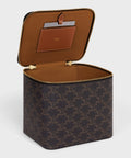 Square Vanity Case in Triomphe Canvas and Calfskin – Tan