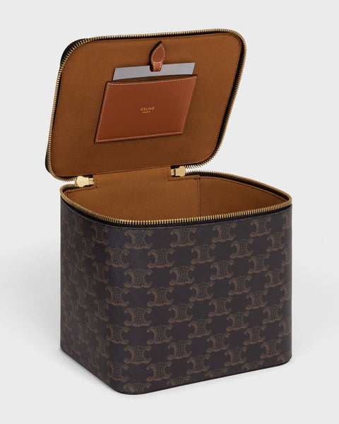 Square Vanity Case in Triomphe Canvas and Calfskin – Tan