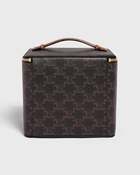Square Vanity Case in Triomphe Canvas and Calfskin – Tan