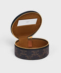Zipped Round Case in Triomphe Canvas and Calfskin – Tan