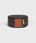 Zipped Round Case in Triomphe Canvas and Calfskin – Tan