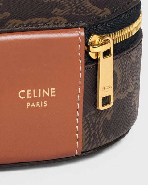 Zipped Round Case in Triomphe Canvas and Calfskin – Tan